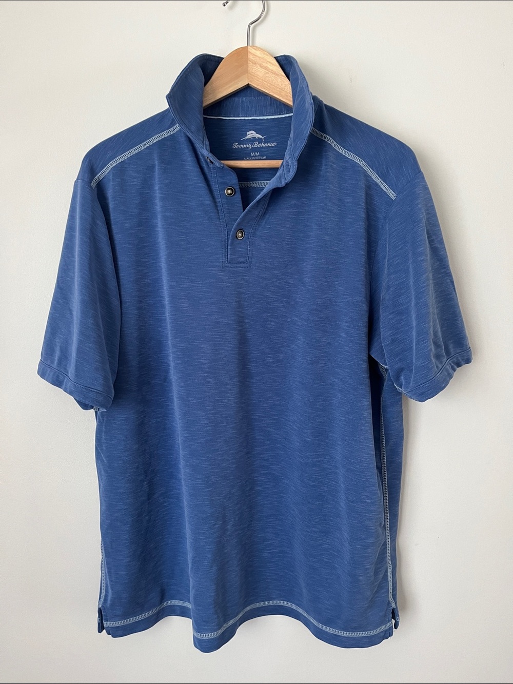 Tommy Bahama Indigo Short-Sleeve Polo with Henley Placket